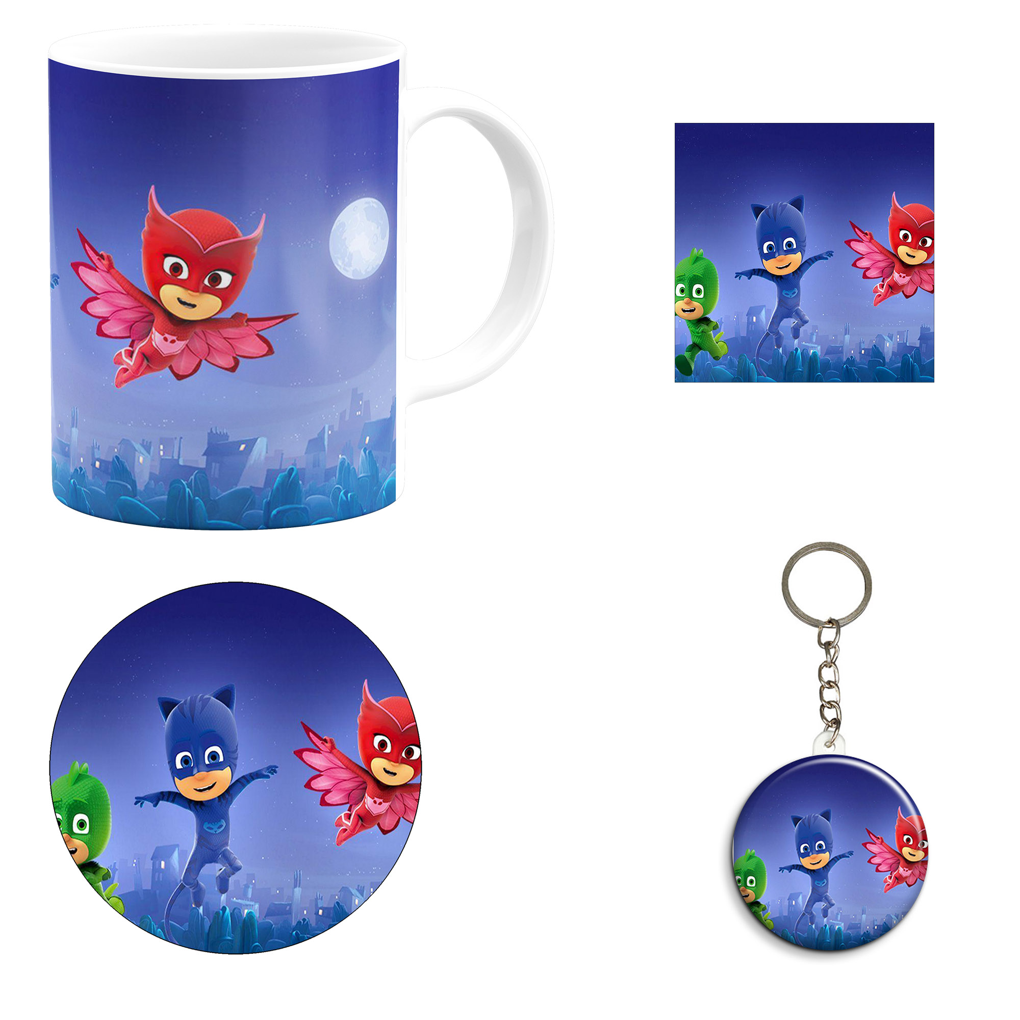 ست هدیه ماگ مدل انیمیشن شب نقاب طرح Pj masks کد M7