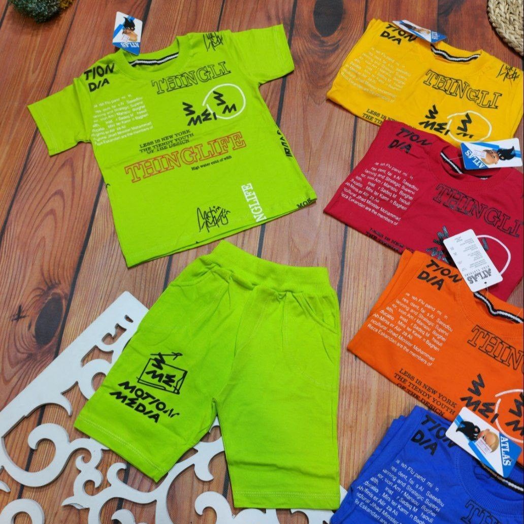 تیشرت شلوارک پسرانه تمام چاپ جنس پنبه مناسب برای 1 تا7 سال 