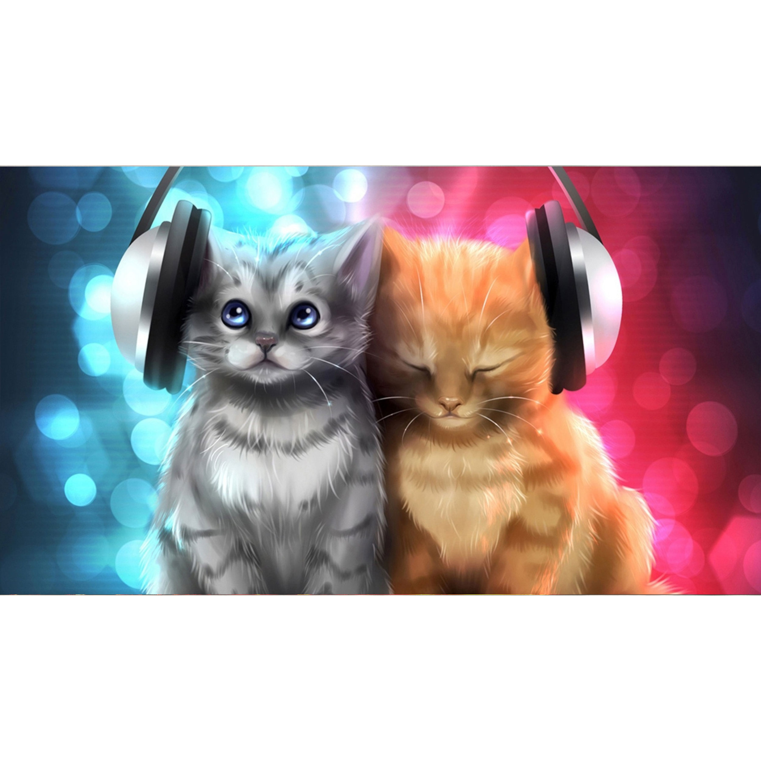 تابلو شاسی طرح نقاشی گربه و هدفون مدل T7933