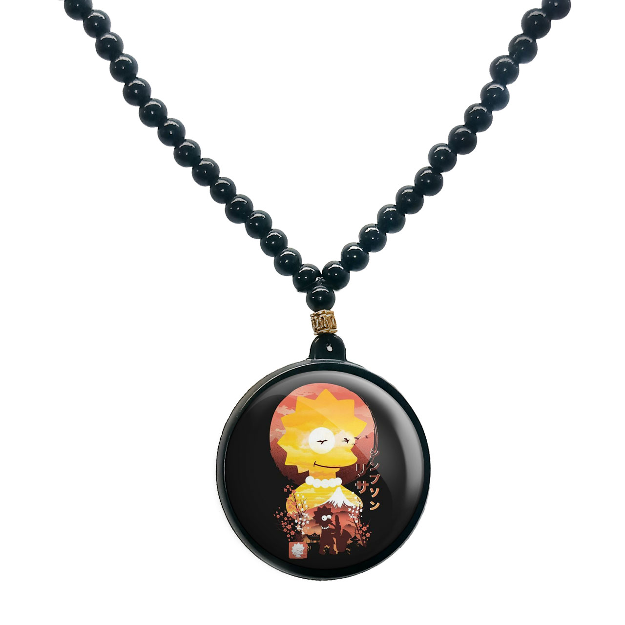 گردنبند پرمانه طرح سیمپسون ها کد pmd.21359 مدل دو طرفه