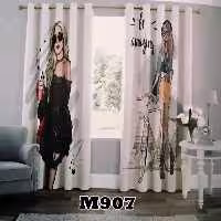پرده چاپی پانچ دوقواره طرح چهره کدm907