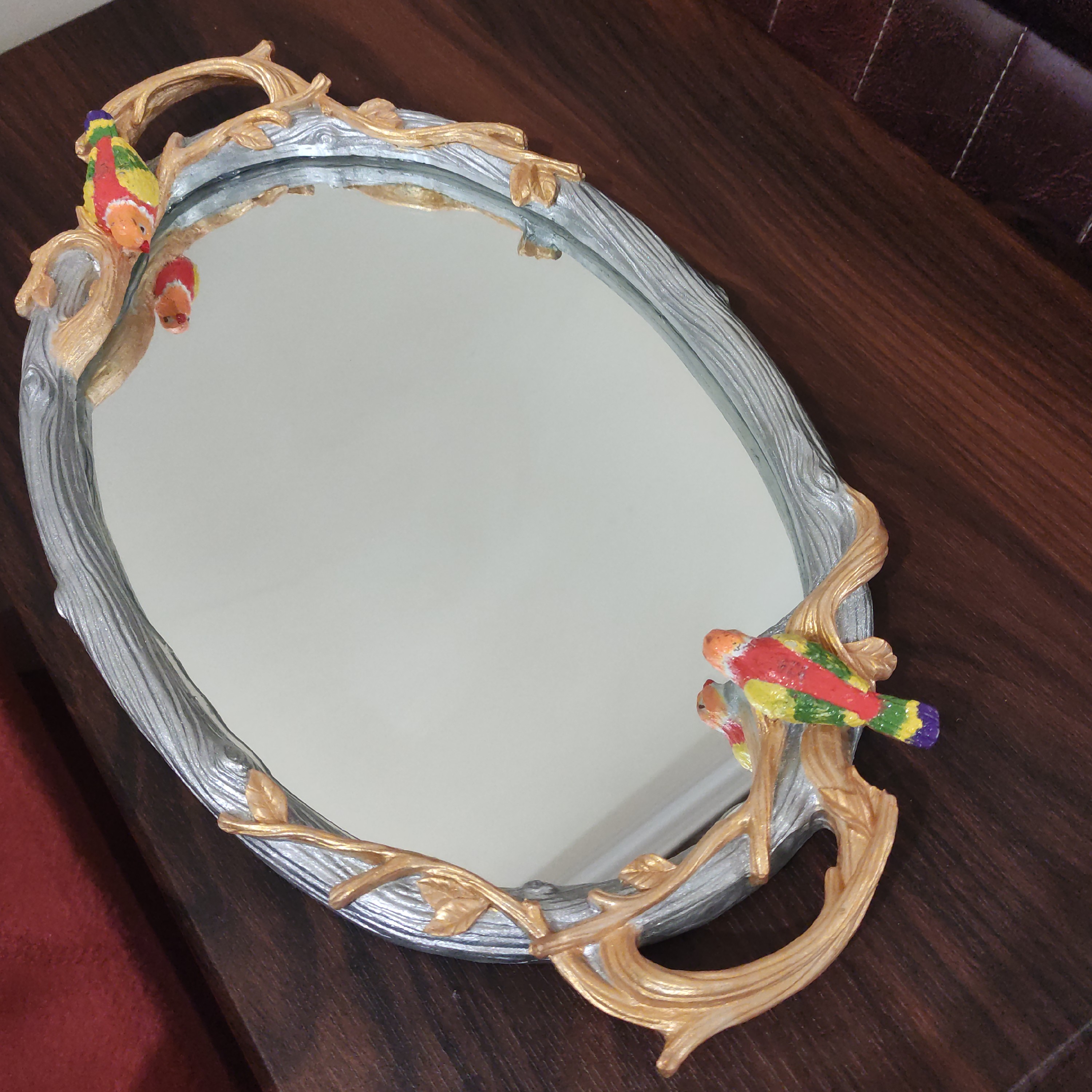 سینی آیینه طرح گنجشک