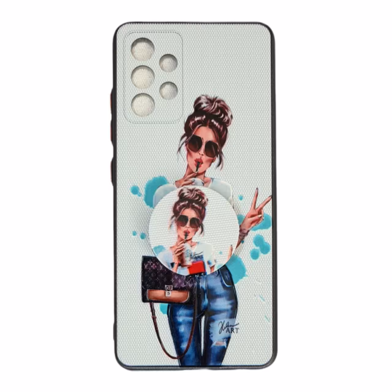 کاور طرح دخترانه کد 373 مناسب برای گوشی موبایل سامسونگ Galaxy A32 4G به همراه پاپ سوکت
