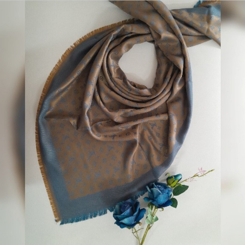 روسری نخی ابریشم، لمه دار و مجلسی، دو رو، قواره 140