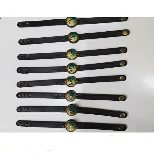 دستبند چرمی ماه تولد رزین دکمه ای(هرعدد)