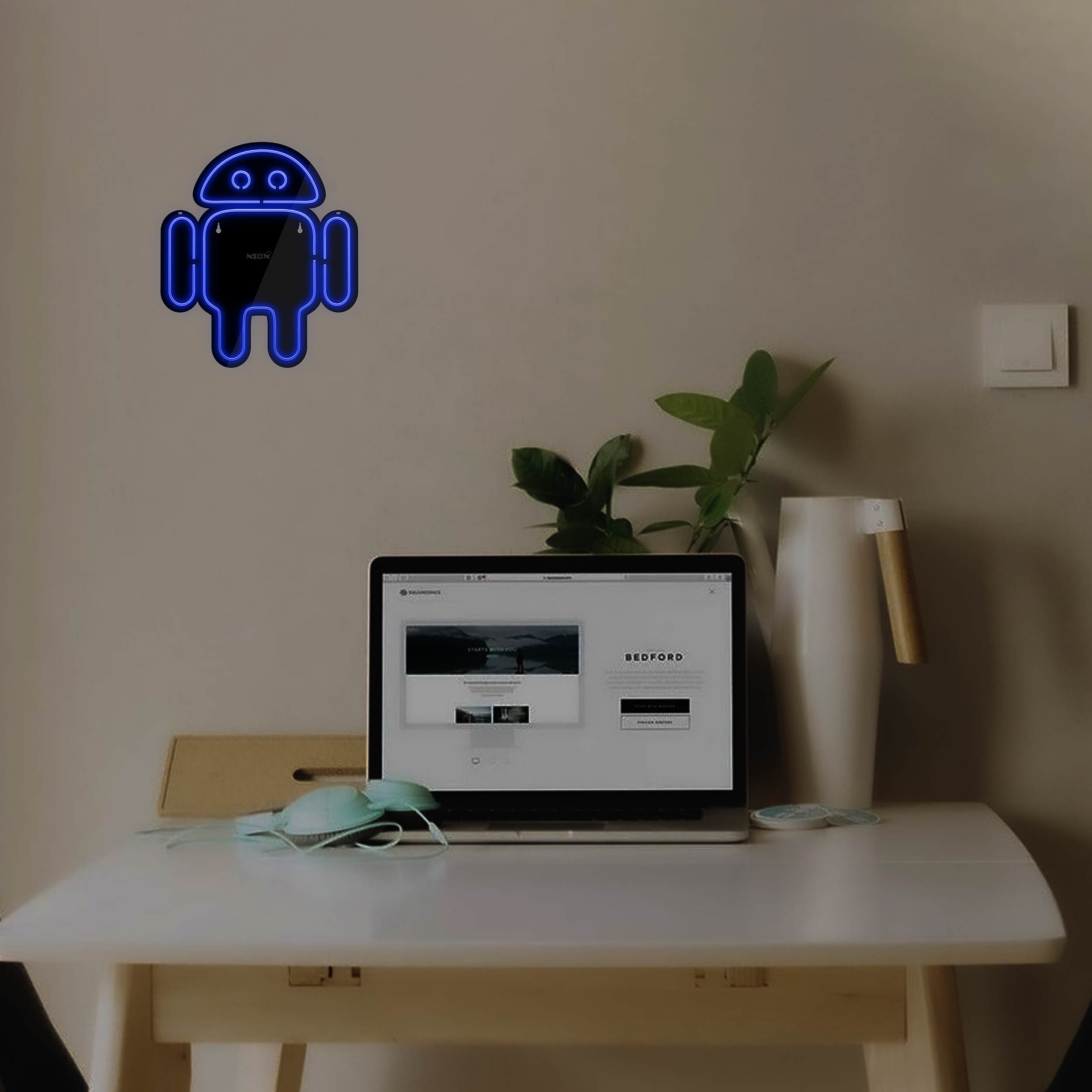 چراغ دیواری نئون دیزاین طرح Android-Logo-BL_BL