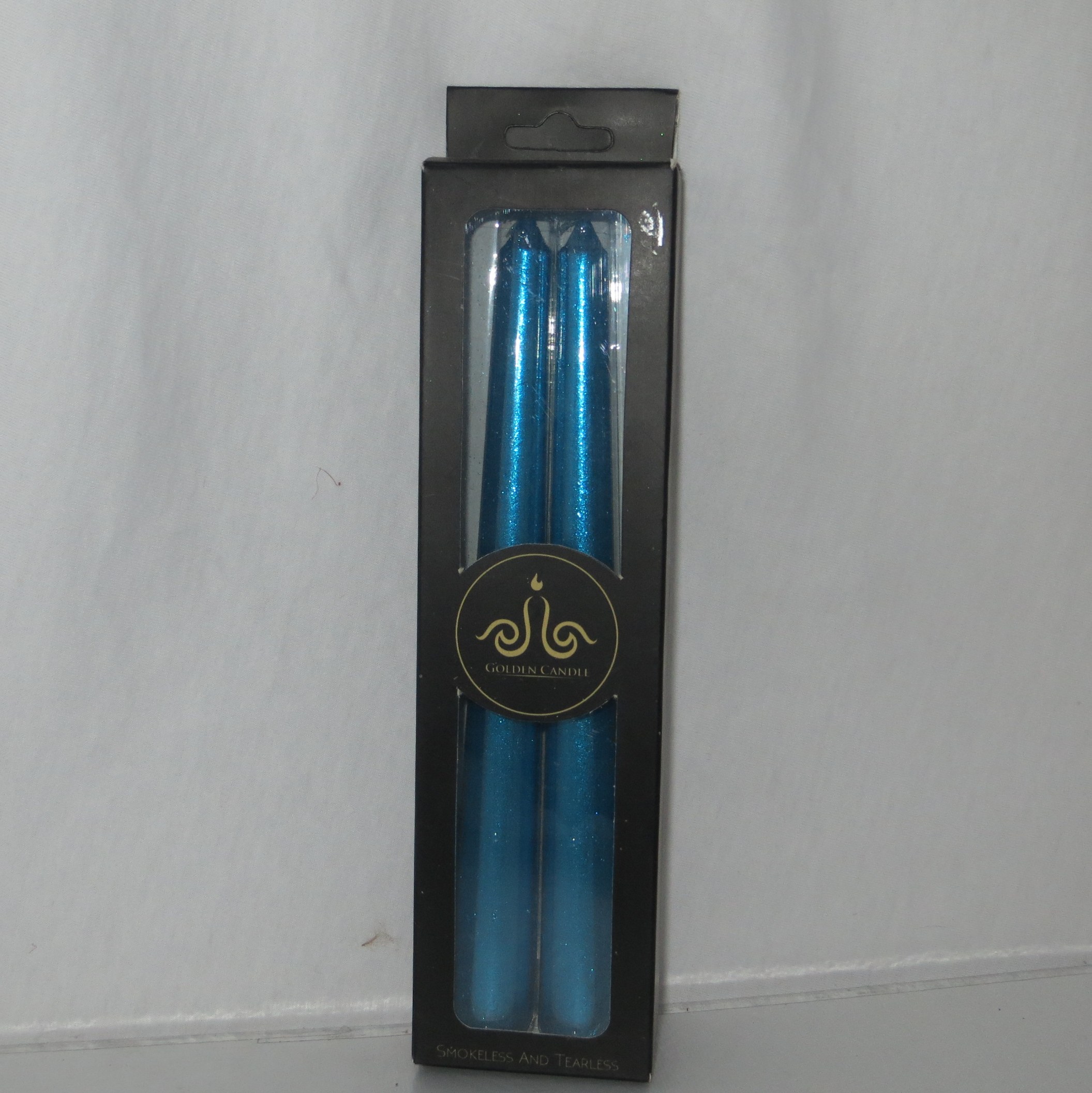 شمع اکلیلی قلمی دو عددی 20 سانت آبی