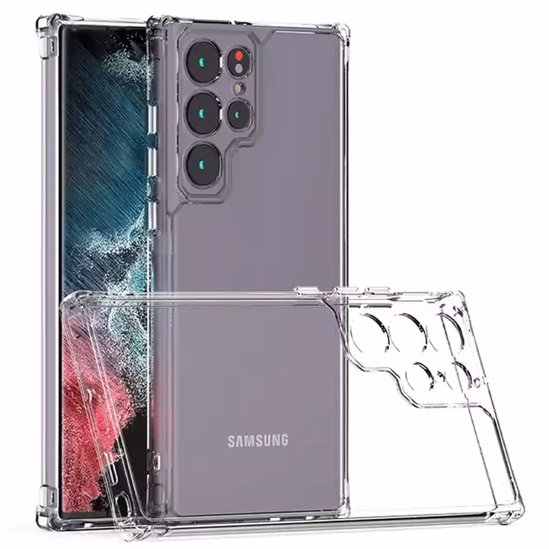 گارد شفاف ایربگ دار برای گوشی Samsung Galaxy S22 Ultra مدل ژله ای محافظ لنزدار