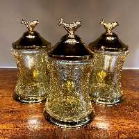 بانکه سه تایی طلایی کمر باریک شیشه آبگز 