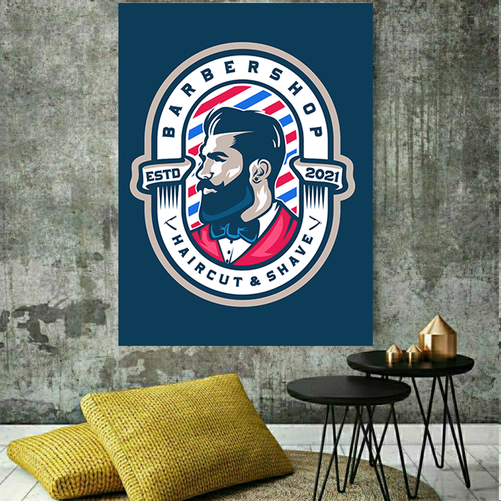 تابلو بوم طرح آرایشگاه مردانه کد PB143