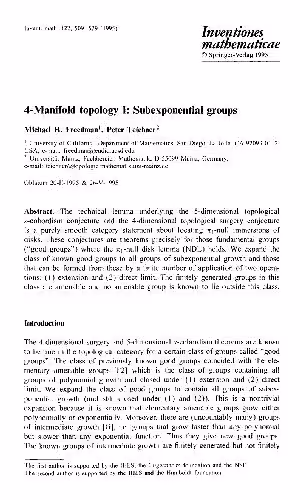 خرید و دانلود نسخه کامل کتاب 4-Manifold topology I: Subexponential groups