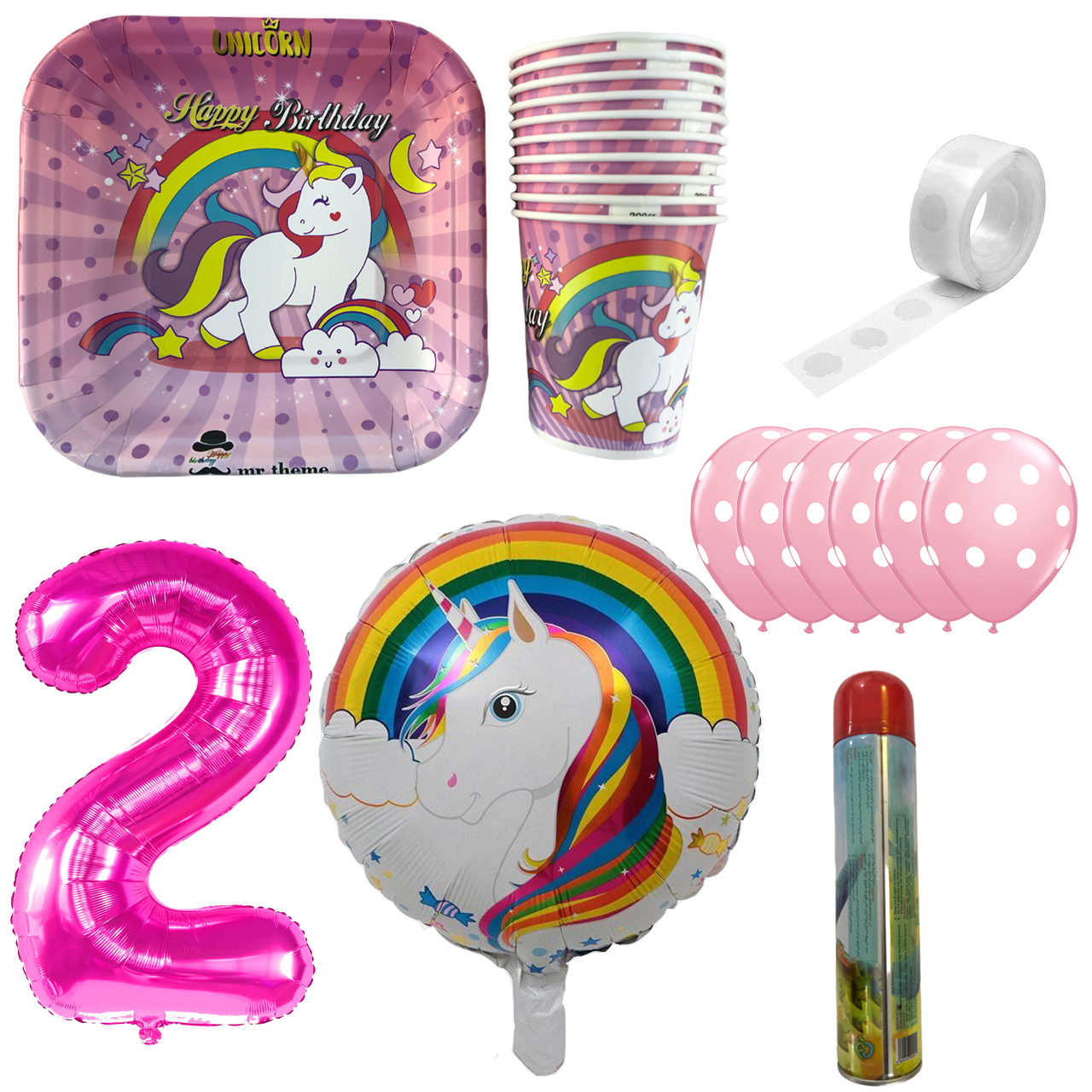 مجموعه 30 عددی تم تولد مسترتم طرح اسب تک شاخ یونیکورن کد 2