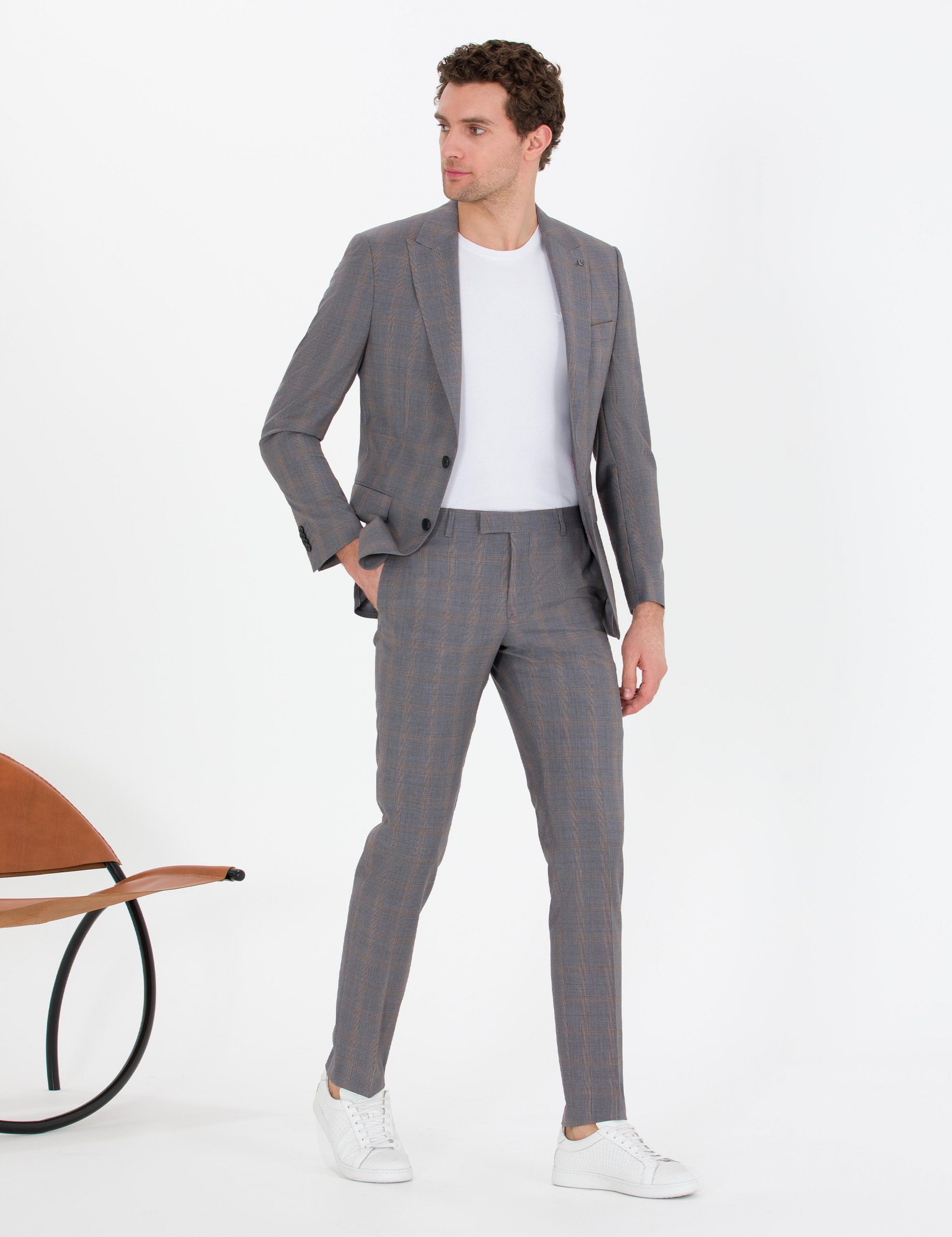 کت و شلوار مردانه خاکستری تیره کاشارل