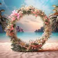 بک دراپ عکاسی حلقه گل و ساحل | گرافیک با طعم تربچه