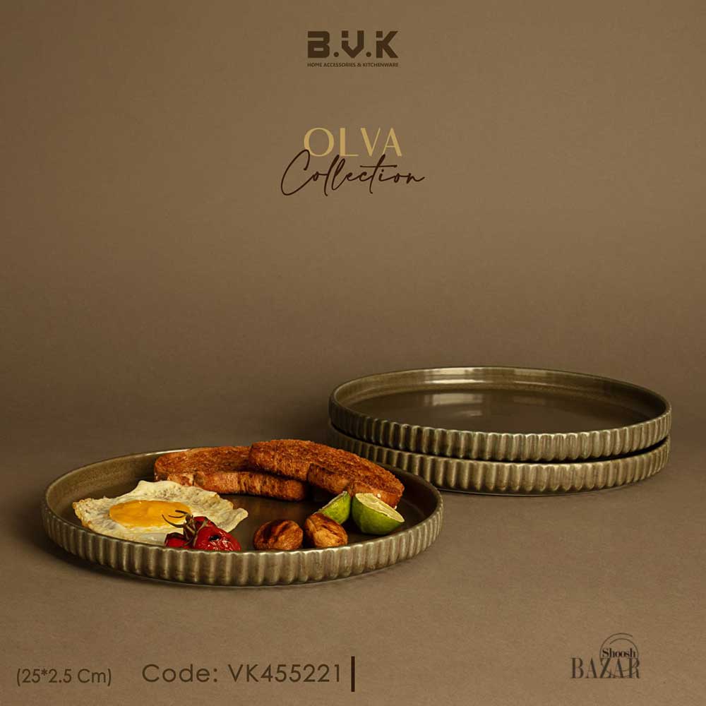 پلوخوری شیاردار زیتونی بی وی کی کد 455221 کالکشن اولن