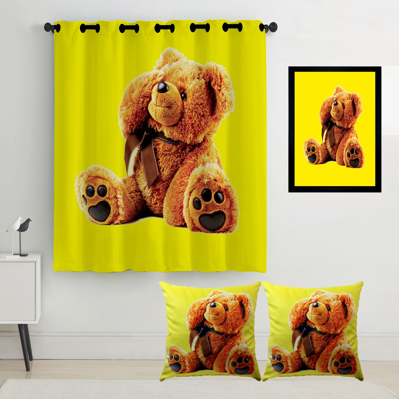 پرده رنس مدل S2-41058 به همراه تابلو و کوسن