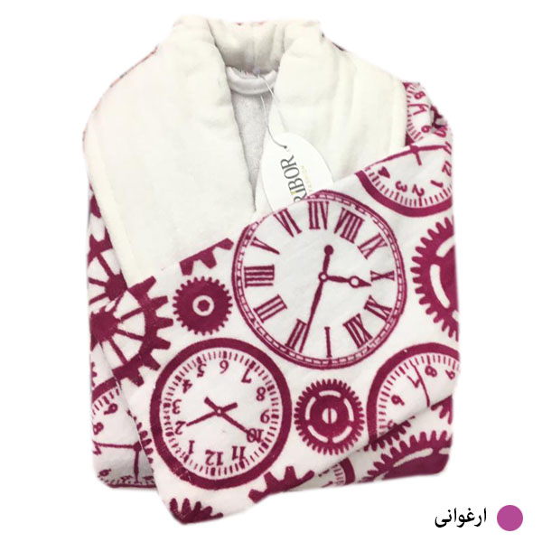 حوله پالتویی ماریبور طرح ساعت زرشکی سایز 115