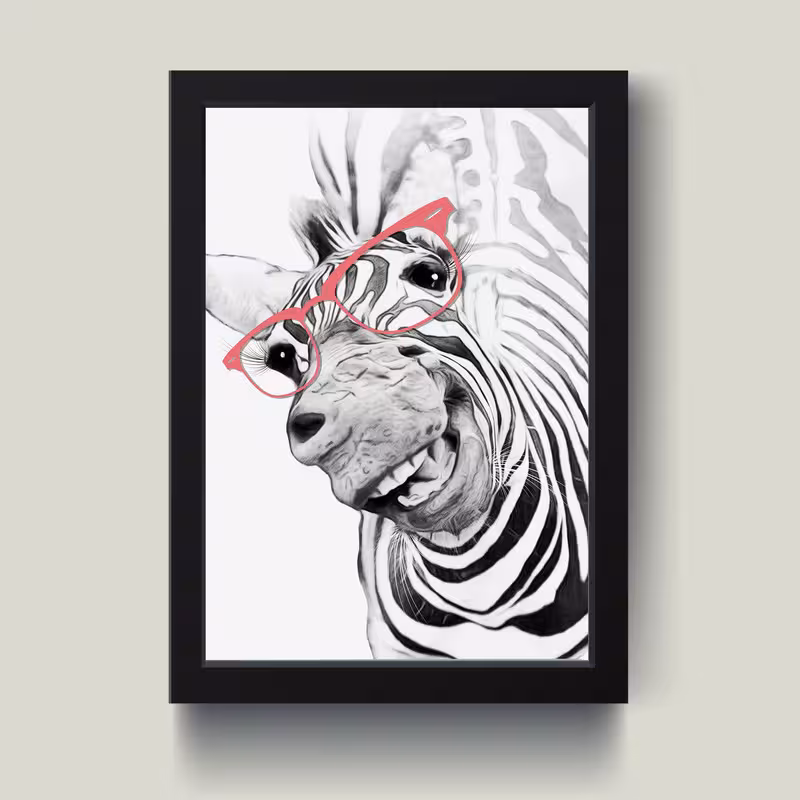 تابلو مدل  Funny Zebra کدm2632-b | دنیای قاب