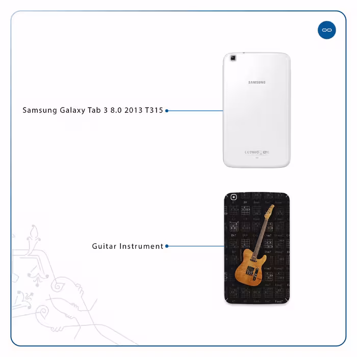 برچسب پوششی ماهوت مدل Guitar-Instrument مناسب برای تبلت سامسونگ Galaxy Tab 3 8.0 2013 T315