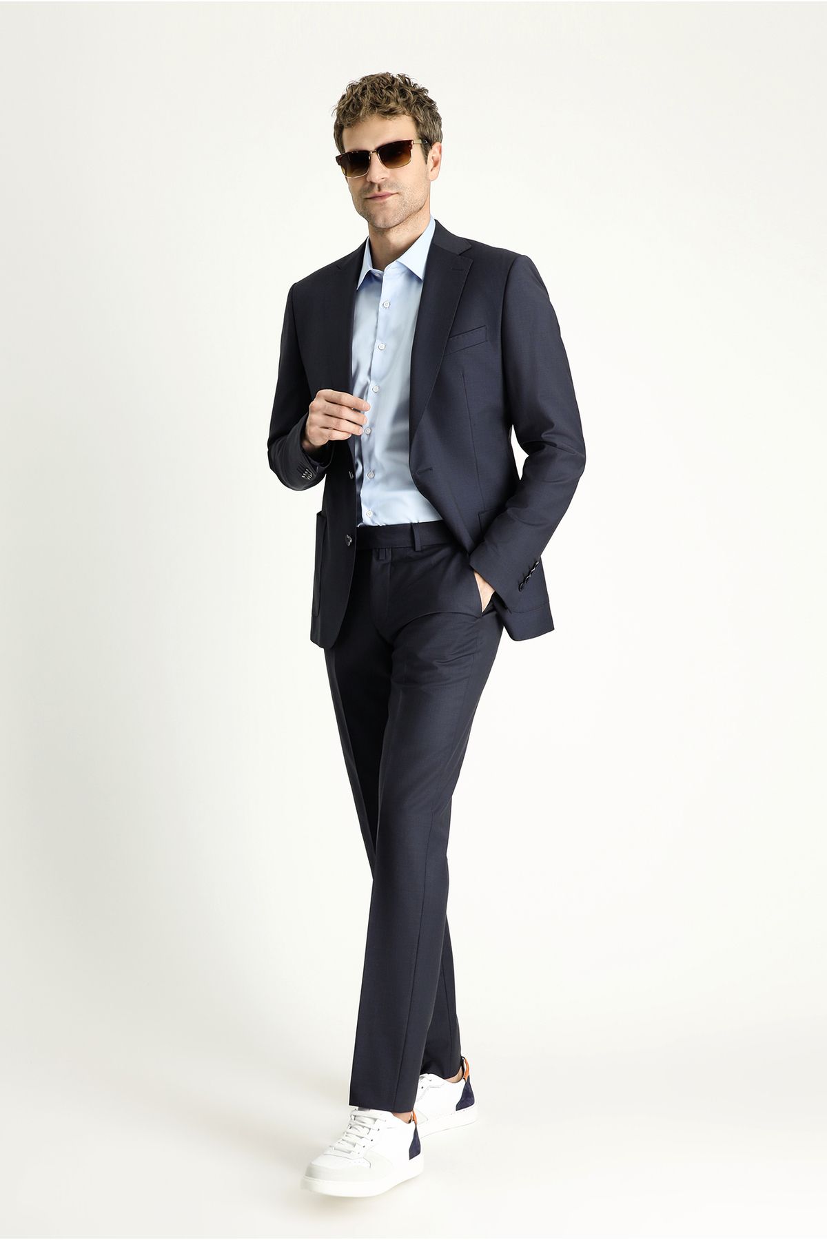 کت وشلوار آبی مردانه و شلوار کلاسیک با پشمی Kiğılı