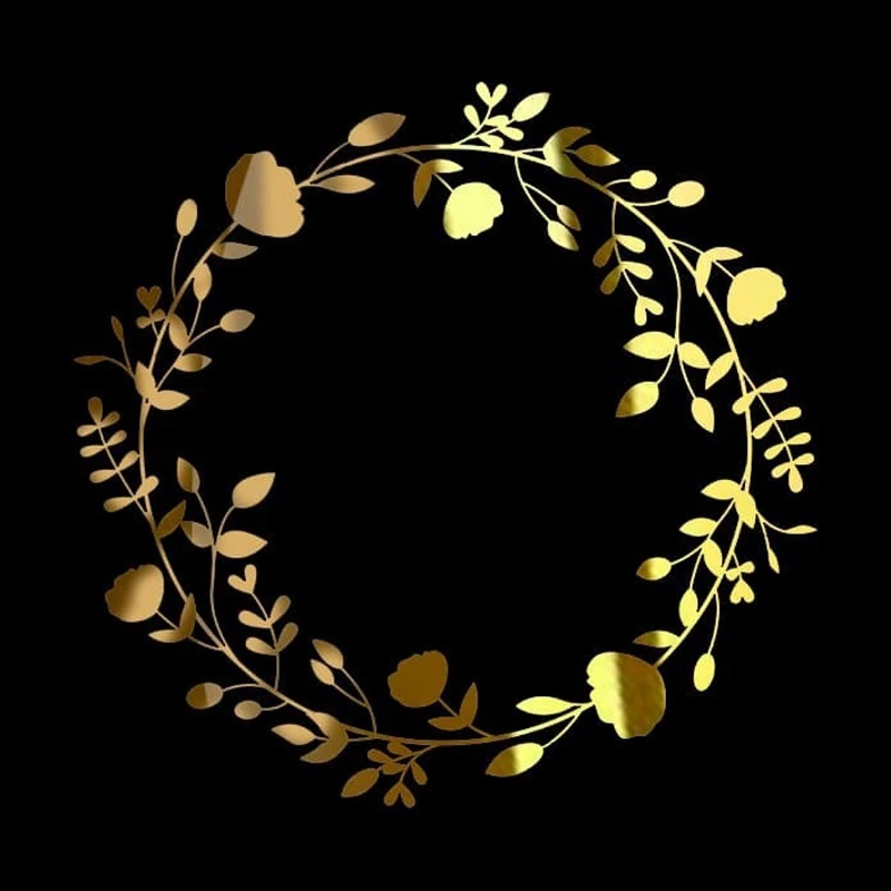 استیکر آینه ای رزین،حلقه گل2،جنس مولتی استایل،دردورنگ طلایی و تقره ای،سایز 20 سانت