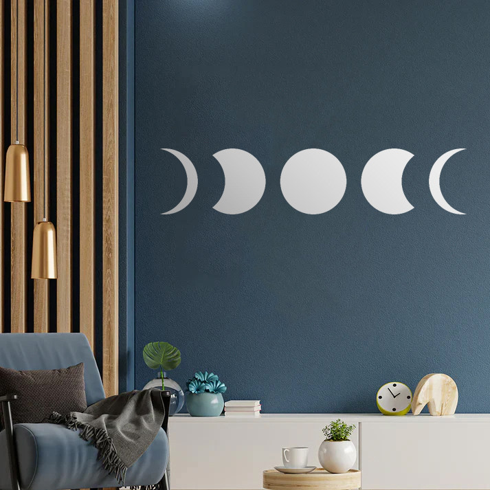 آینه پلکسی گلس مدل دکوراتیو ماه کد N17-1 مجموعه 5 عددی