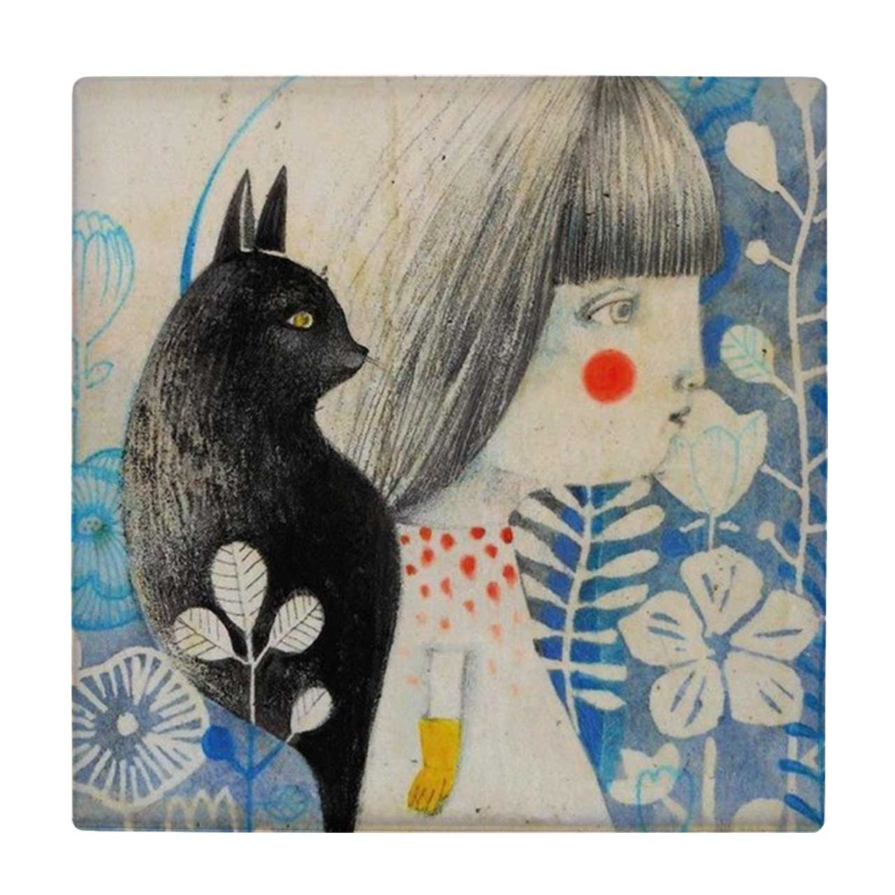 زیر لیوانی طرح دختر و گربه کد    3615866_1516