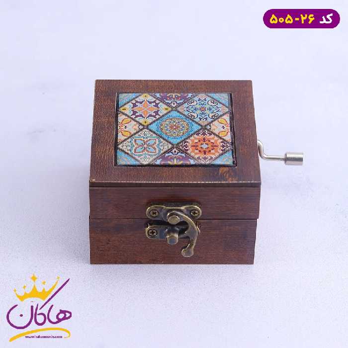 موزیک باکس چوبی طرح کاشی گل دار | 505/26