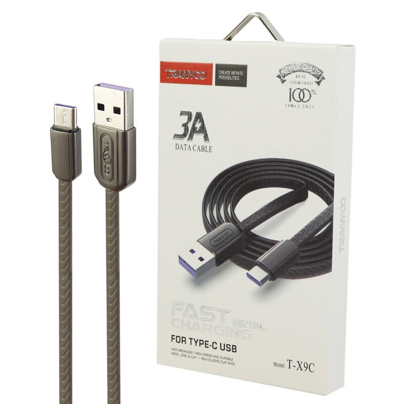 کابل تایپ سی فست شارژ Tranyoo T-X9C 3A 1m