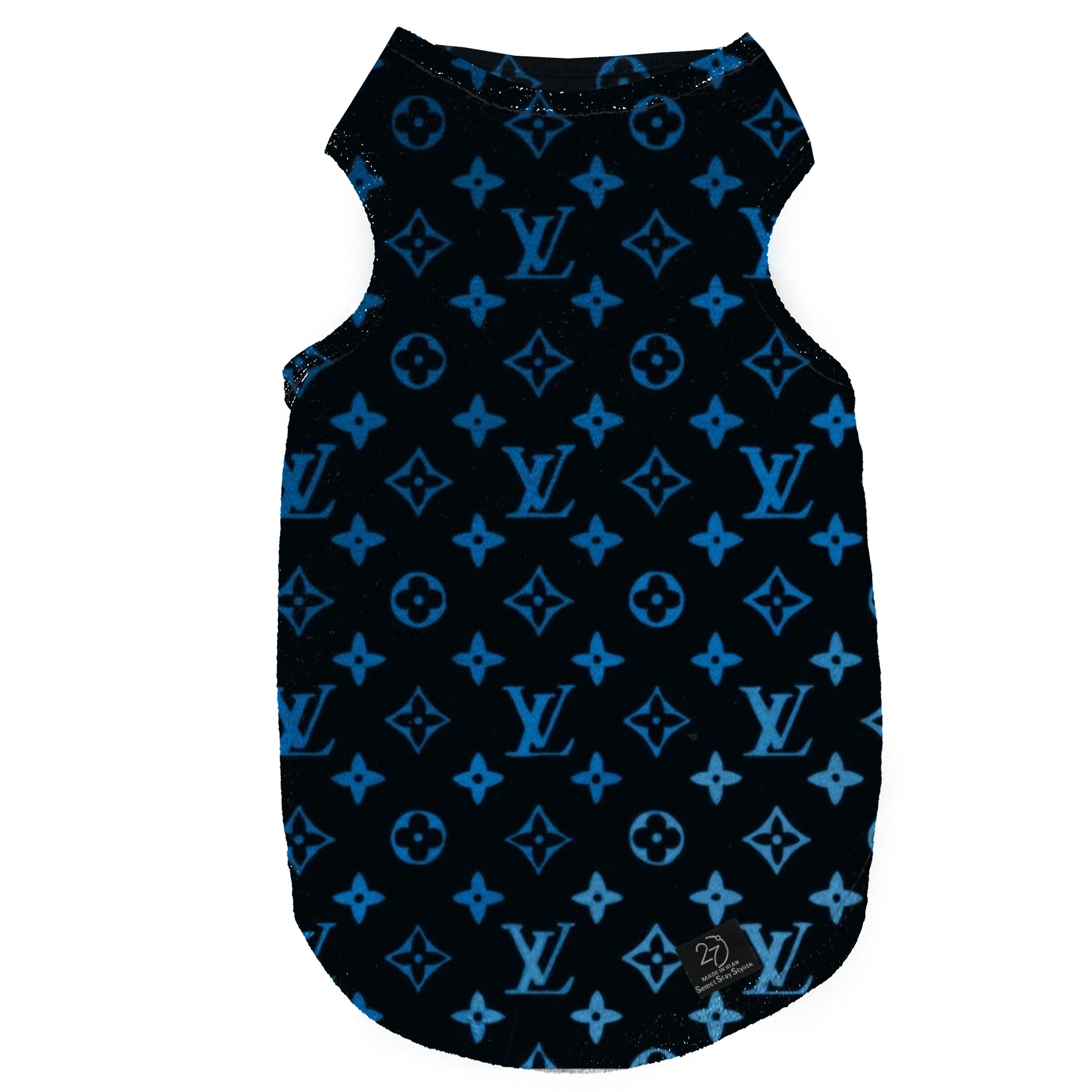 لباس سگ و گربه 27 طرح Louis Vuitton Background Navy کد MH383 سایز L