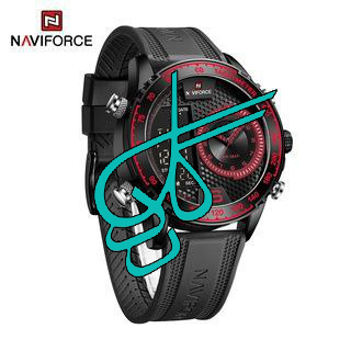 خرید ساعت مردانه نیوی فورس NAVIFORCE 9199 موتور ژاپن جنس بند ژله ای با کیفیت ضدآب در حد شستشو دو زمانه روز شمار تقویم دار چراغ دار کد 1919590 - ردگل