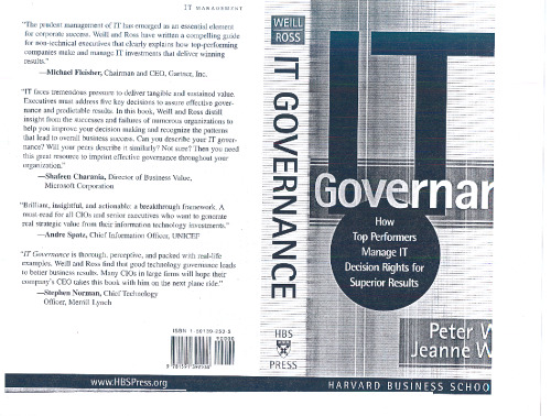 خرید و دانلود نسخه کامل کتاب IT Governance: How Top Performers Manage IT Decision Rights for Superior Results