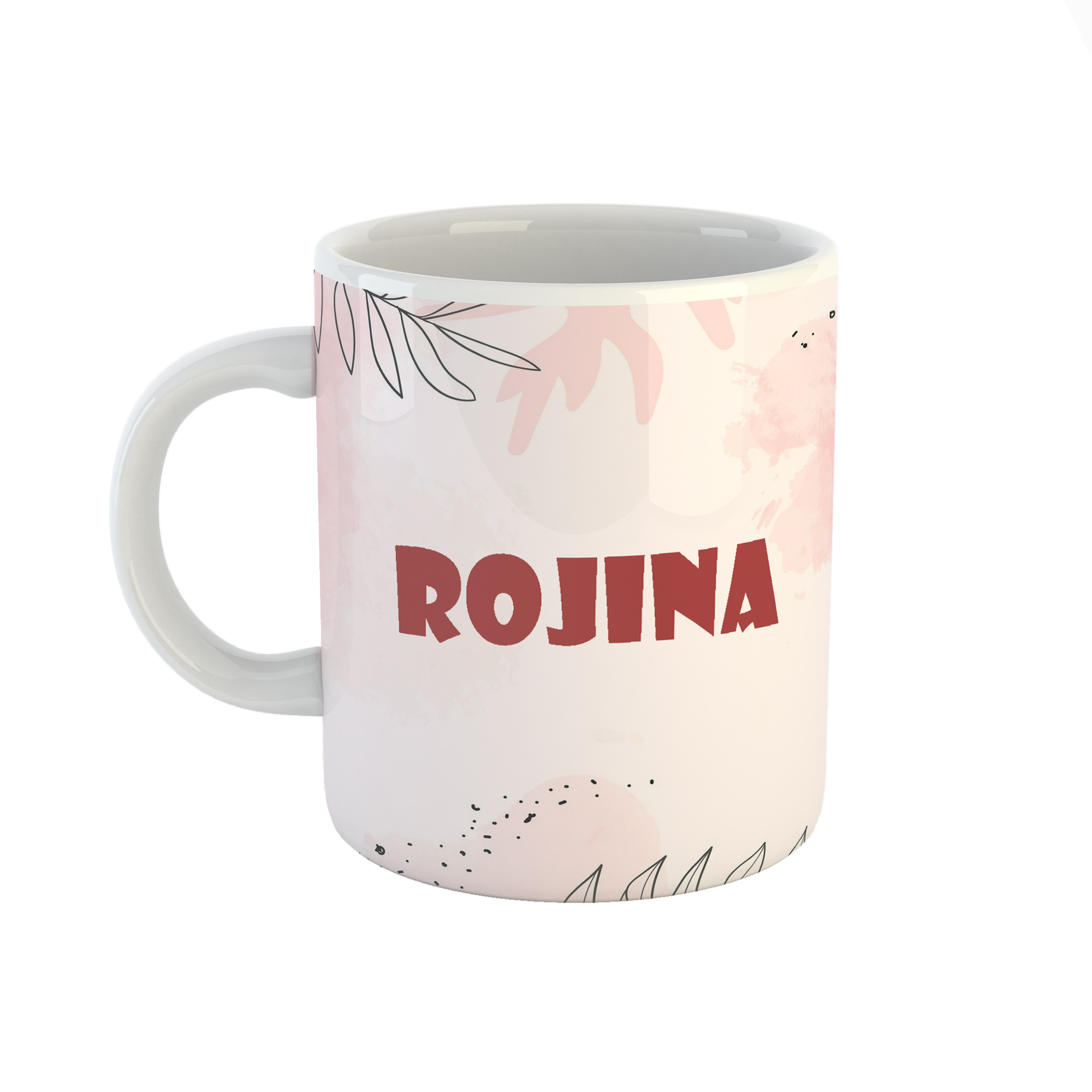 ماگ طرح اسم روژینا مدل برگ کد 346