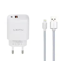 شارژر دیواری لیتو مدل LH-13 به همراه کابل تبدیل لایتنینگ