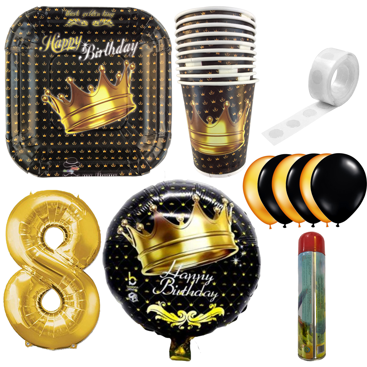 مجموعه 30 عددی تم تولد مستر تم طرح تاج کینگ کد 8