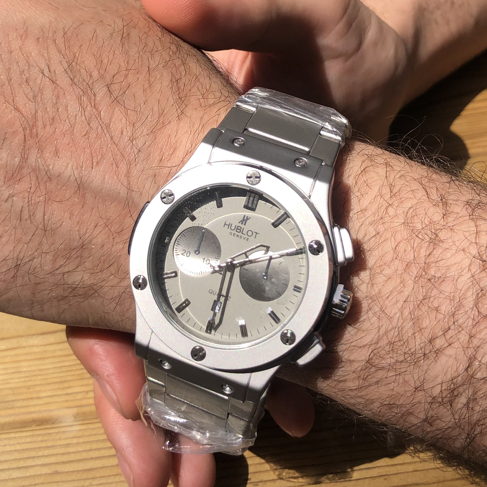 ساعت مردانه هابلوت طرح سه موتوره تمام نقره ای