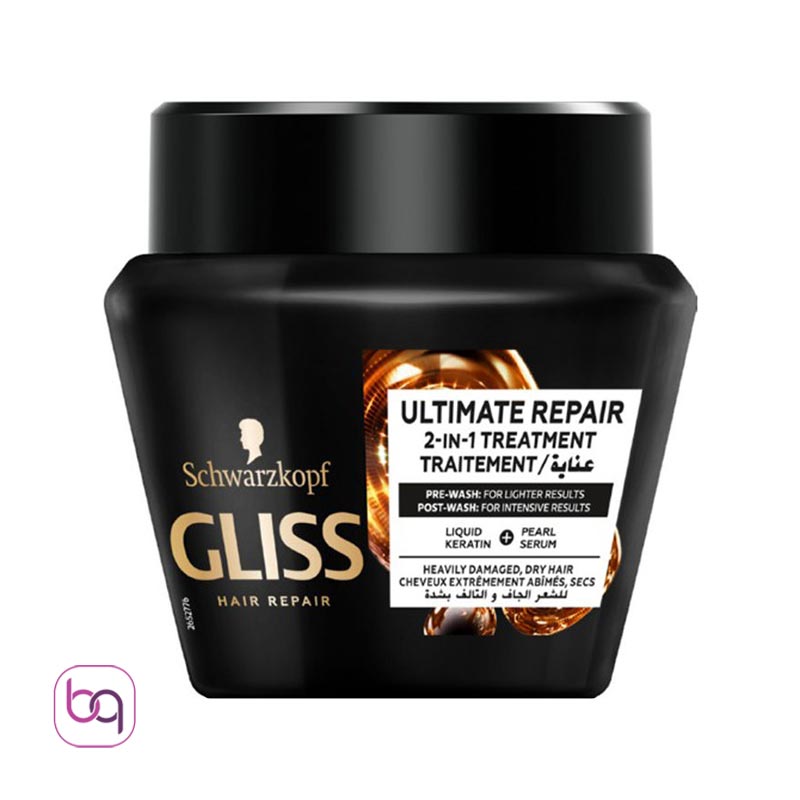 ماسک مو های کراتینه گلیس مشکی مدل Ultimate Repair حجم 300 میل - بانه گالری