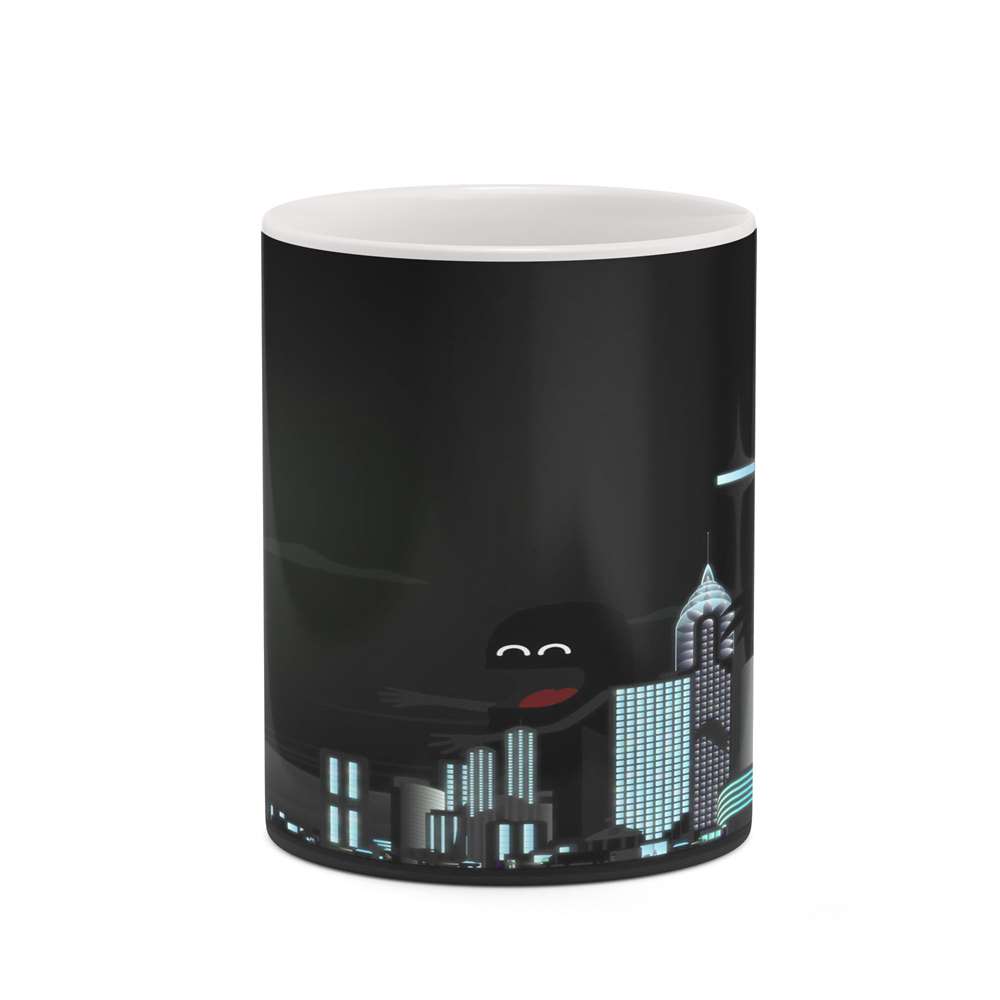 ماگ کاکتی طرح زمینه مشکی فانتزی مدل mgh19147