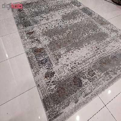 فرش ماشینی زمرد مشهد طرح پتینه کد TA114 زمینه طوسی