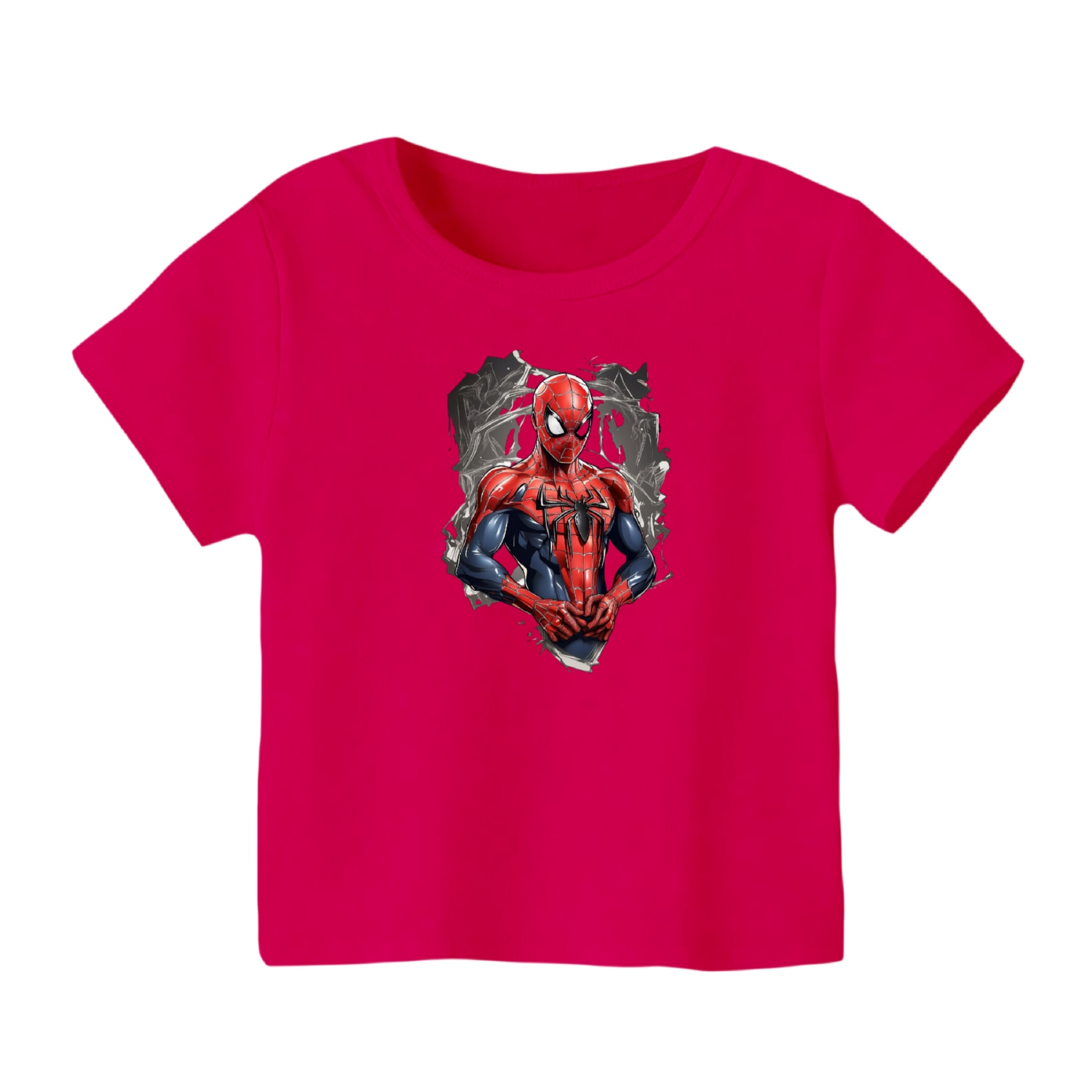 تی شرت آستین کوتاه بچگانه مدل مرد عنکبوتی کد 4 رنگ سرخابی