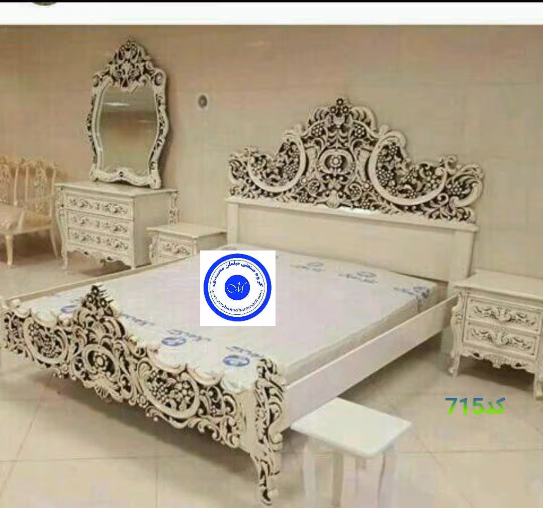 سرویس خواب کد 715چوب راش شامل تخت – دراور -قاب اینه – پاتختی