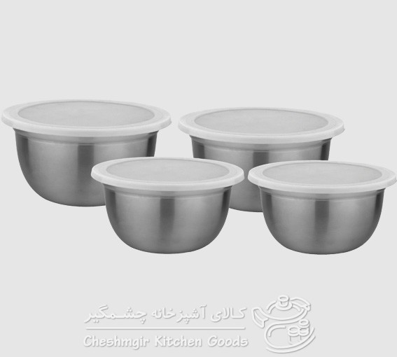 لگن استیل 4 پارچه درب دار یونیک مدل UN-4092