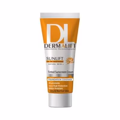 کرم ضد آفتاب رنگی درمالیفت مدل SPF50 محافظ UVA ،UVB، ضد آب، مناسب پوست چرب شماره 2 حجم 40 میلی‌لیتر - بژ طبیعی
