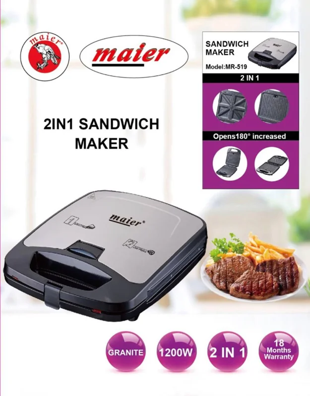 ساندویچ ساز 2 کاره مایر مدل MR-519
