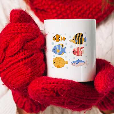 ماگ طرح دریا و ماهی‌ها