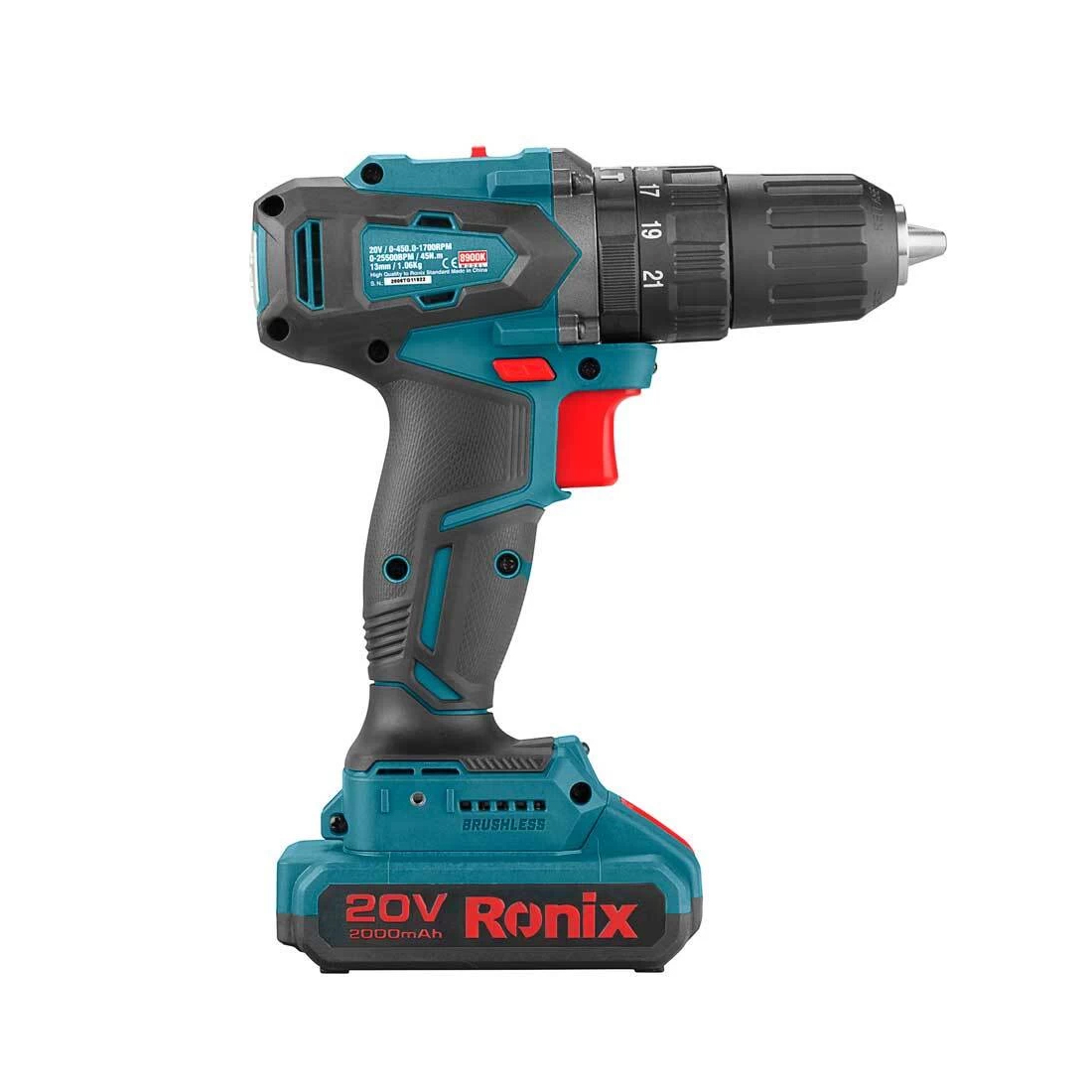دریل پیچ‌گوشتی چکشی شارژی 20 ولت رونیکس مدل 8900