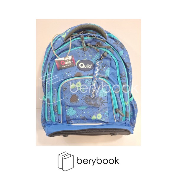 Quilo / کوییلو / کوله پشتی / 4 زیپ / کد 634527 / رنگ آبی طرح برگ