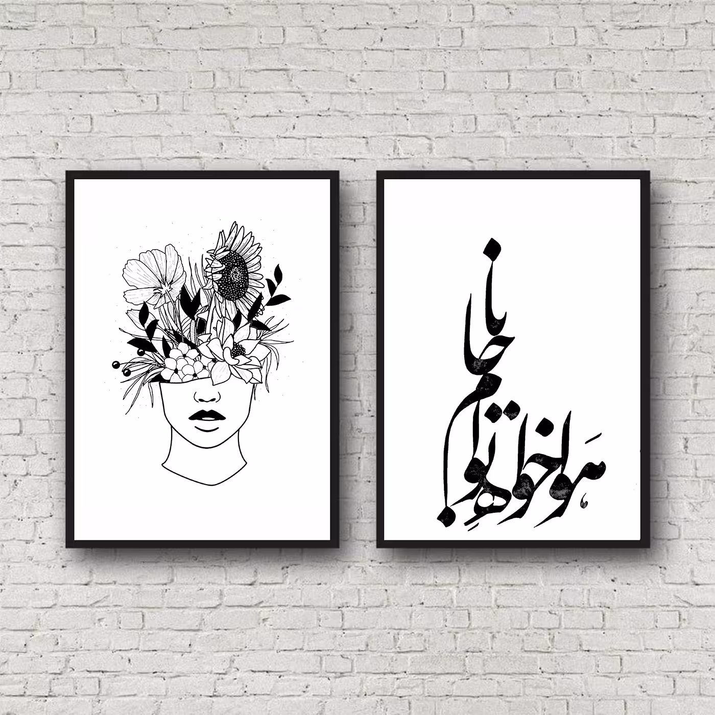 تابلو دکوراتیو مدل عشق لاین کد TC113 مجموعه 2 عددی