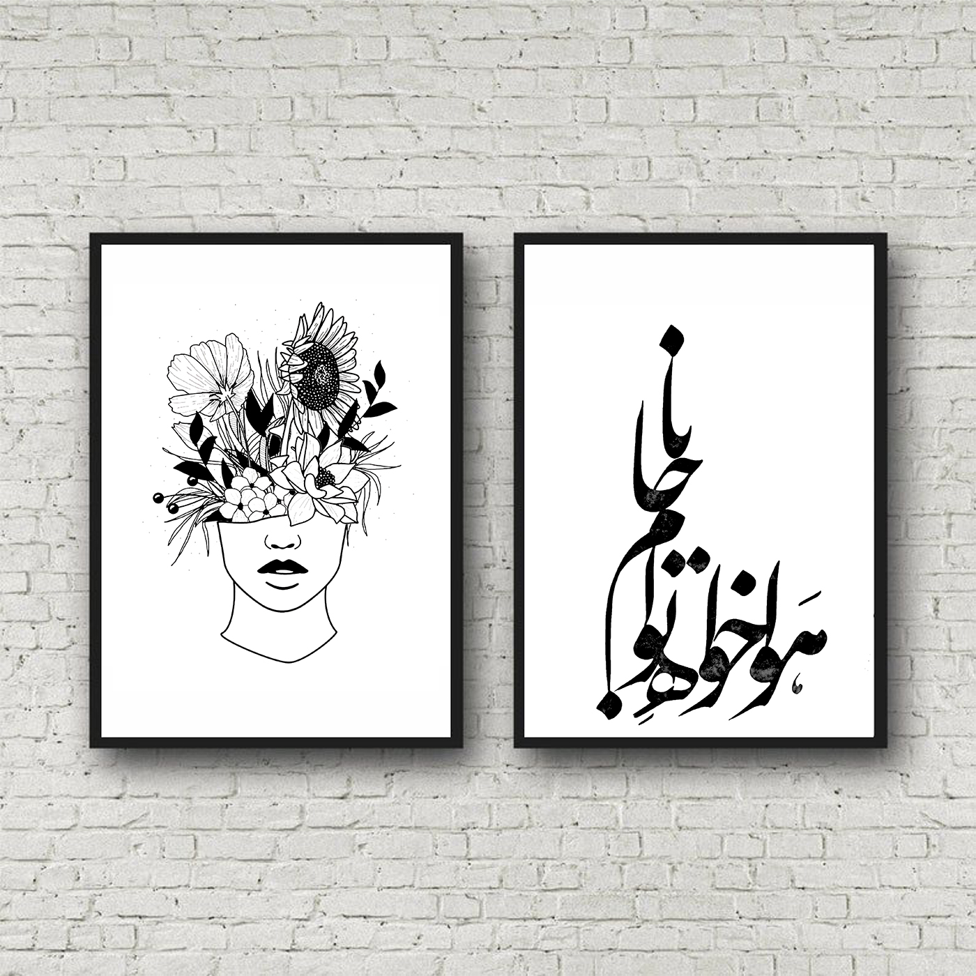 تابلو دکوراتیو مدل عشق لاین کد TC113 مجموعه 2 عددی