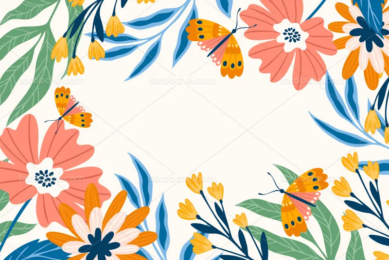 وکتور بک گراند برگ و گل رنگی | گرافیک با طعم تربچه